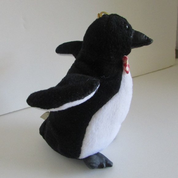 Penguin 5.5" Dakin Emperor Penguin Bean Bag Plush Red White Bow Tie - Picture 7 of 15